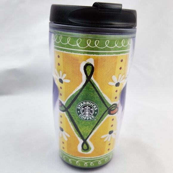 ☕️Vintage Starbucks 2001 Primary Color Diamond Design 8oz Travel Tumbler - Picture 1 of 12